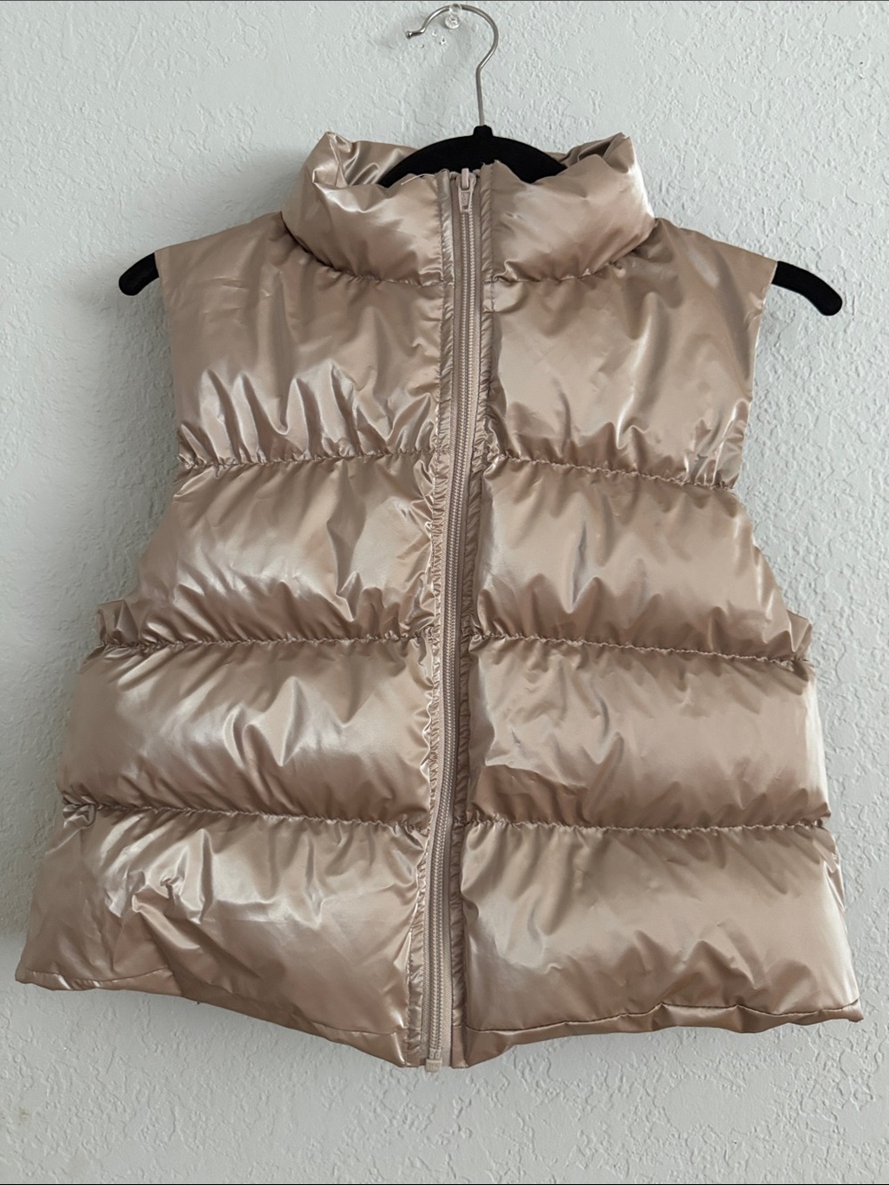 Weissman Shiny Quilted Vest in Taupe-Brown